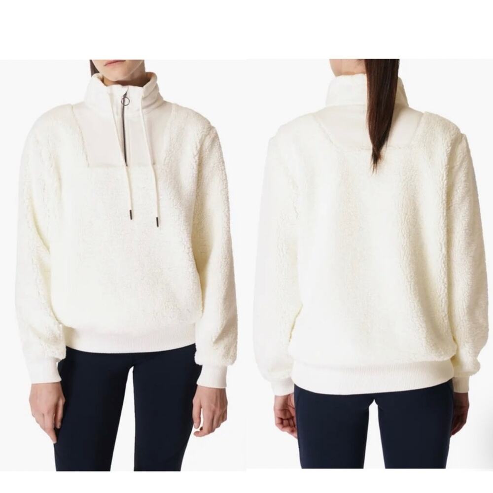 Sweaty Betty Sherpa Half Zip Sweatshirt Sweater SOFT Lily White Womens XS NWT